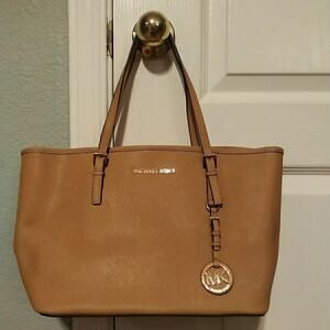 Michael Kors Tan Leather Handbag Large Tote Shopper Bag EUC